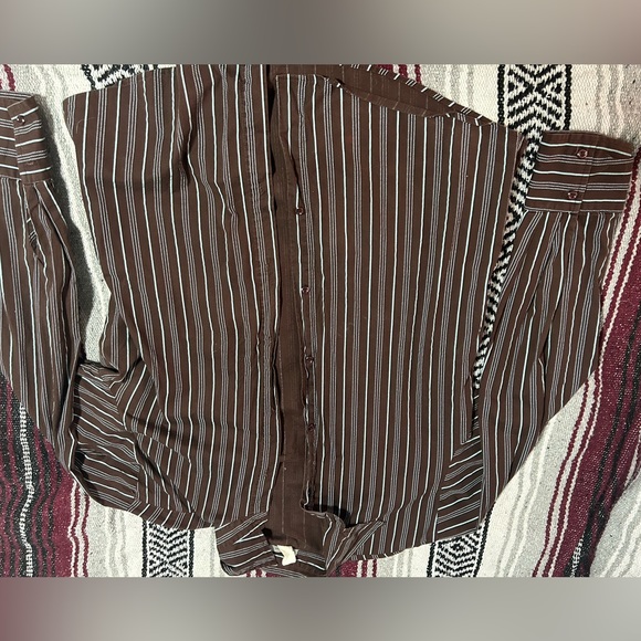 Pop icon button up brown and teal like new! - Picture 1 of 1